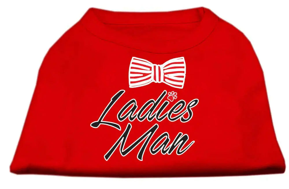 Ladies-Man-Screen-Print-Dog-Shirt-Red-Med-GreatEagleInc-334274196