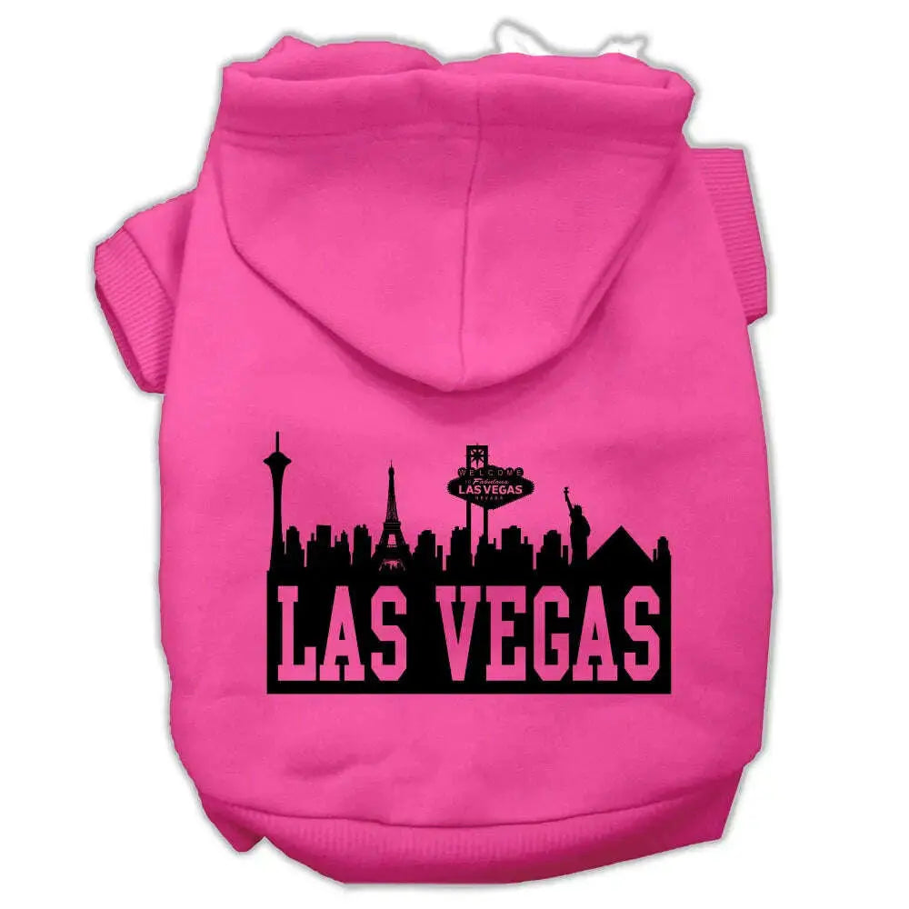 Las-Vegas-Skyline-Screen-Print-Pet-Hoodies-Bright-Pink-Size-Lg-GreatEagleInc-319763724