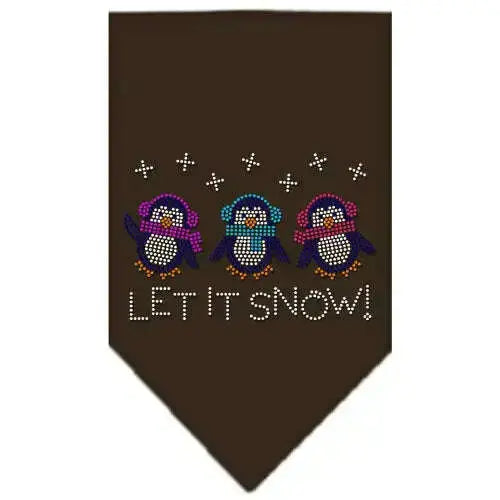 Let-It-Snow-Penguins-Rhinestone-Bandana-Cocoa-Large-GreatEagleInc-319042250