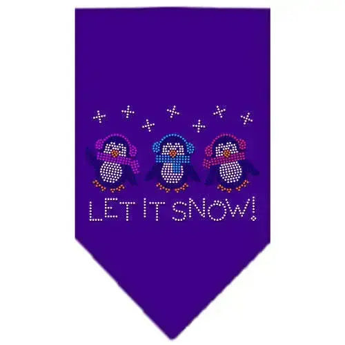 Let-It-Snow-Penguins-Rhinestone-Bandana-Purple-Small-GreatEagleInc-319041858