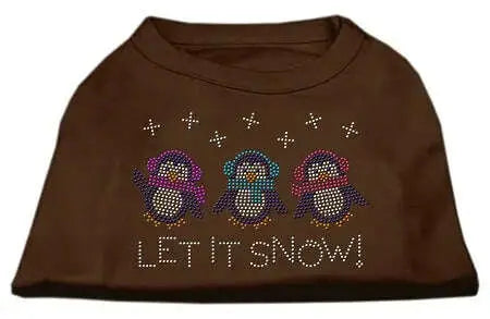 Let-It-Snow-Penguins-Rhinestone-Shirt-Brown-Xl-GreatEagleInc-319852573