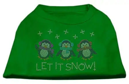 Let-It-Snow-Penguins-Rhinestone-Shirt-Emerald-Green-Xxl-GreatEagleInc-319851889