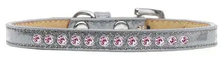 Light-Pink-Crystal-Size-14-Silver-Puppy-Ice-Cream-Collar-GreatEagleInc-319624058