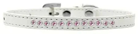 Light-Pink-Crystal-Size-8-White-Puppy-Collar-GreatEagleInc-333854042