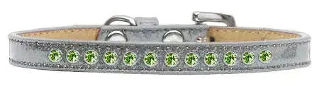 Lime-Green-Crystal-Size-8-Silver-Puppy-Ice-Cream-Collar-GreatEagleInc-319617661