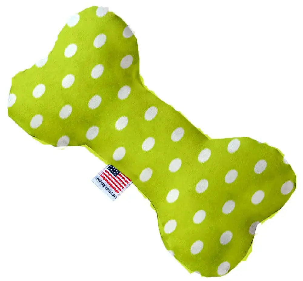 Lime-Green-Polka-Dots-8-Inch-Bone-Dog-Toy-GreatEagleInc-318567152