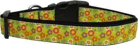 Lime-Spring-Flowers-Nylon-Dog-Collar-Xs-GreatEagleInc-318918155