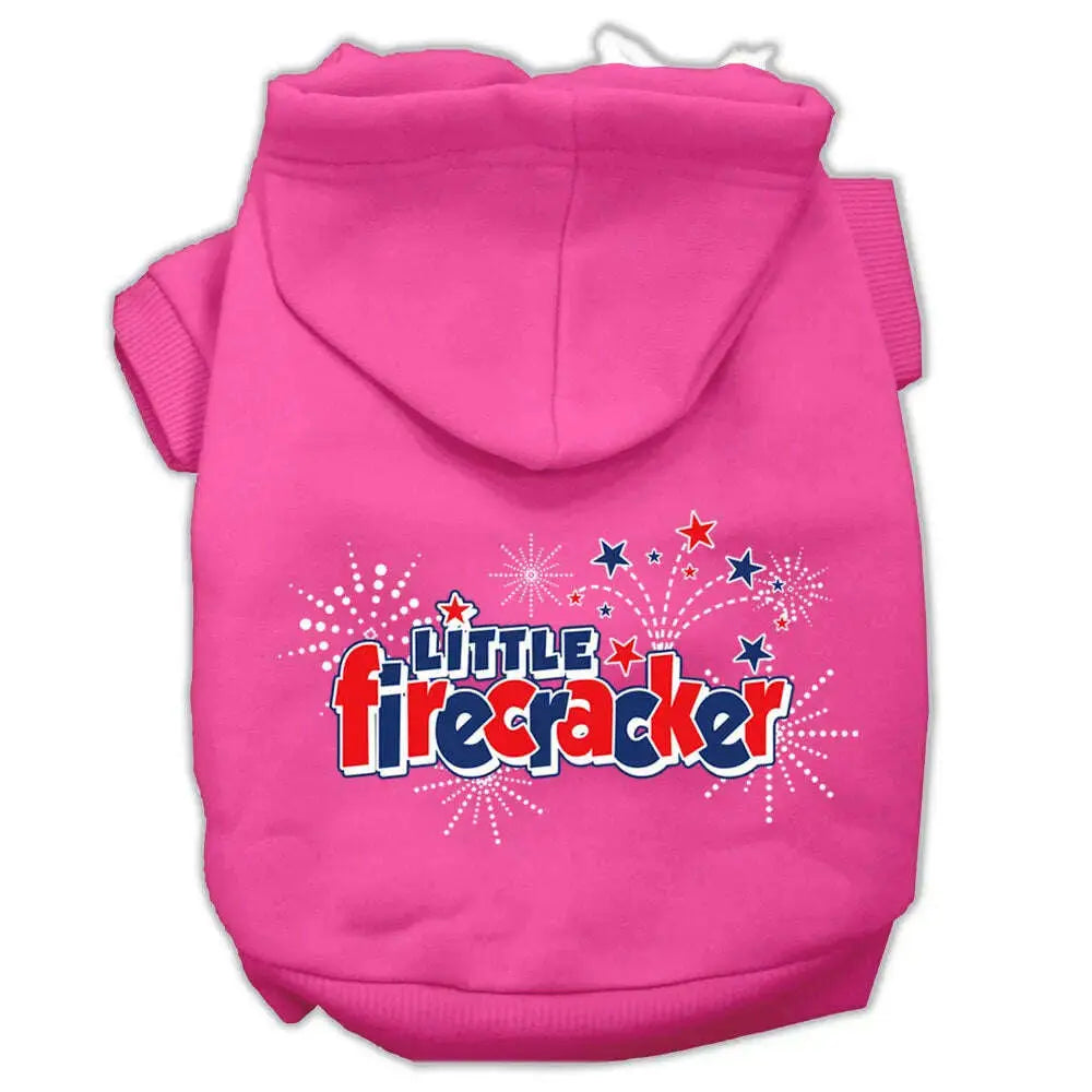 Little-Firecracker-Screen-Print-Pet-Hoodies-Bright-Pink-Size-M-GreatEagleInc-319416425