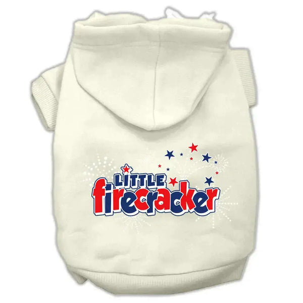 Little-Firecracker-Screen-Print-Pet-Hoodies-Cream-Size-L-GreatEagleInc-319417276