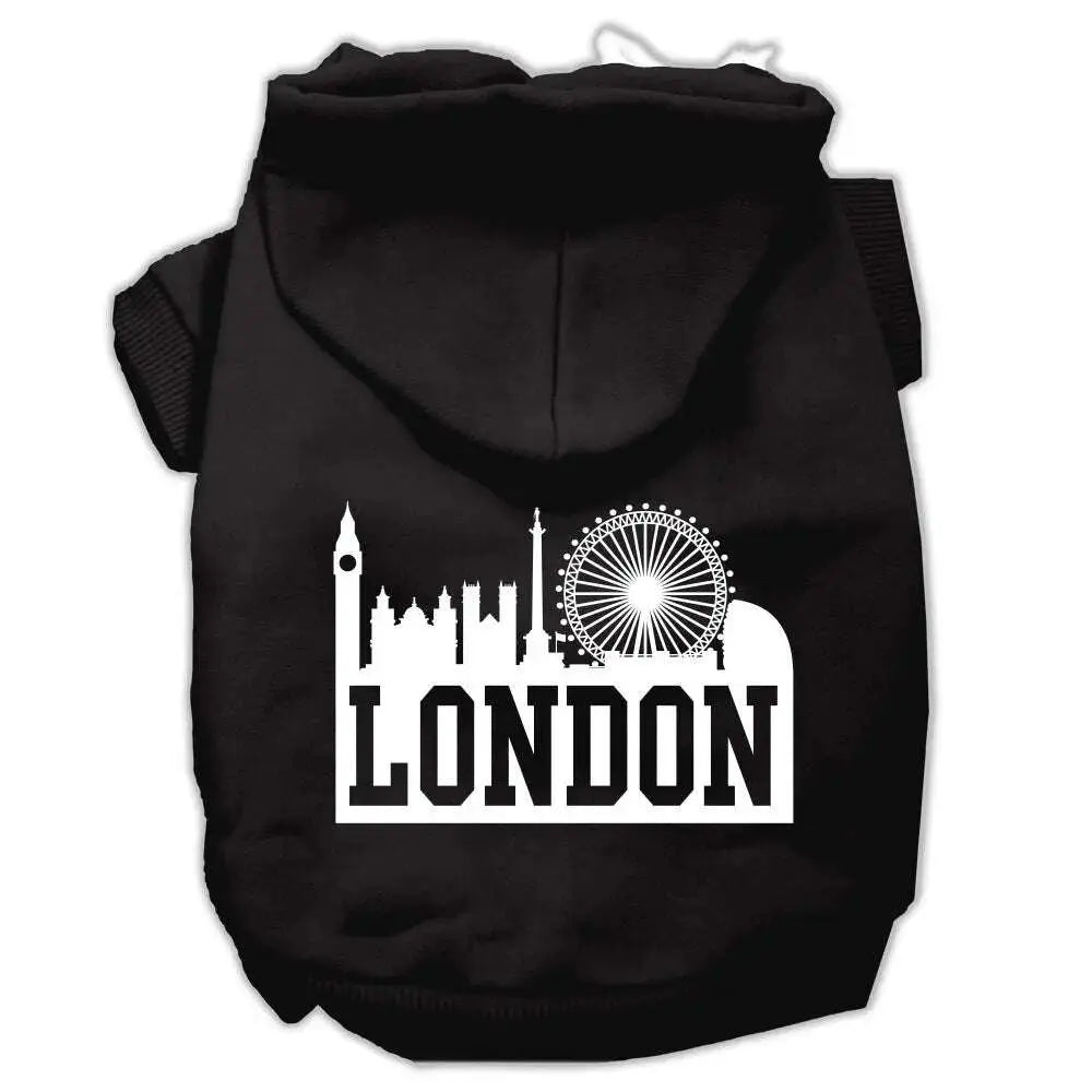 London-Skyline-Screen-Print-Pet-Hoodies-Black-Size-Med-GreatEagleInc-319670818