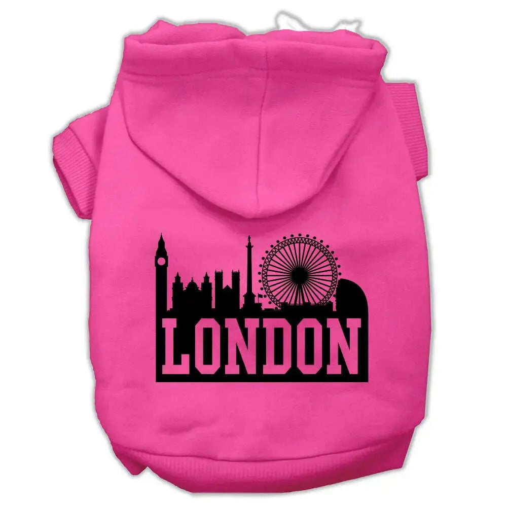 London-Skyline-Screen-Print-Pet-Hoodies-Bright-Pink-Size-Xxxl-GreatEagleInc-319666319