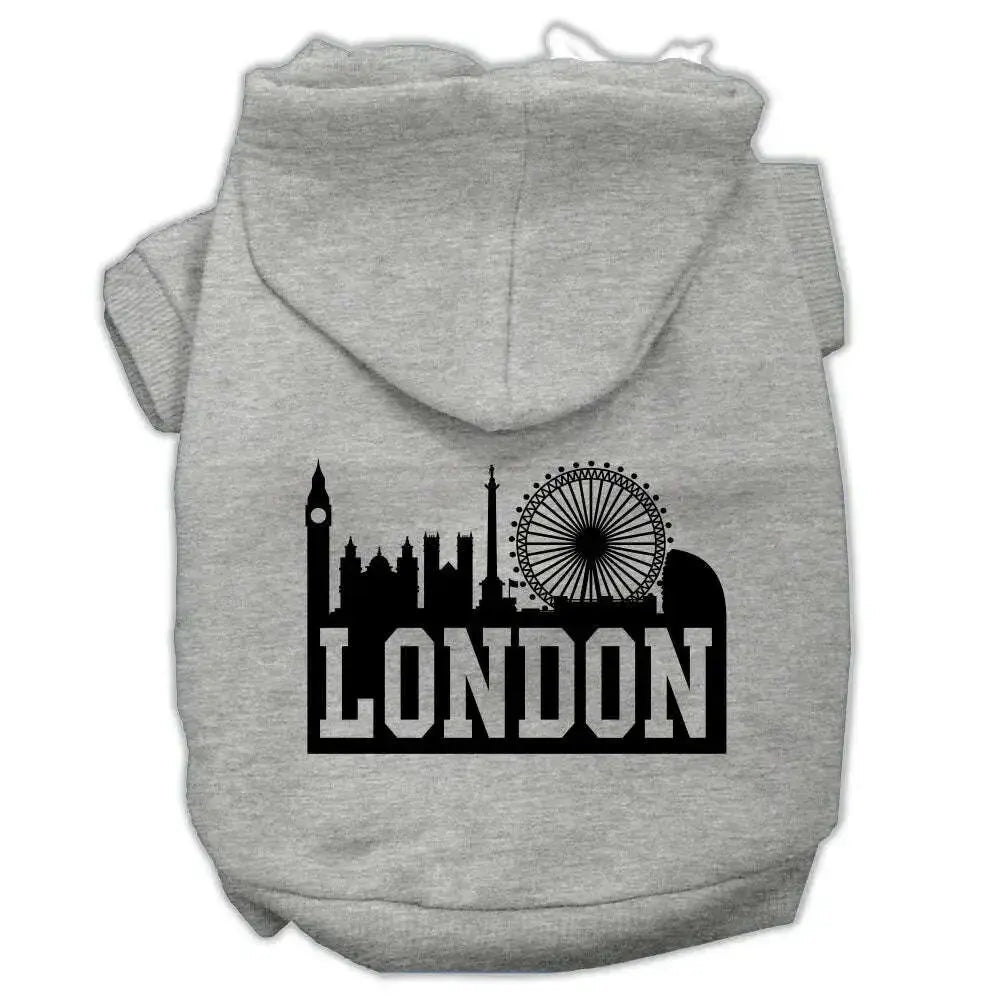 London-Skyline-Screen-Print-Pet-Hoodies-Grey-Size-Xs-GreatEagleInc-319667625