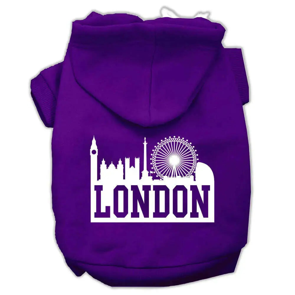 London-Skyline-Screen-Print-Pet-Hoodies-Purple-Size-Sm-GreatEagleInc-319669223