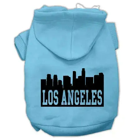 Los-Angeles-Skyline-Screen-Print-Pet-Hoodies-Baby-Blue-Size-Xxl-GreatEagleInc-319661341
