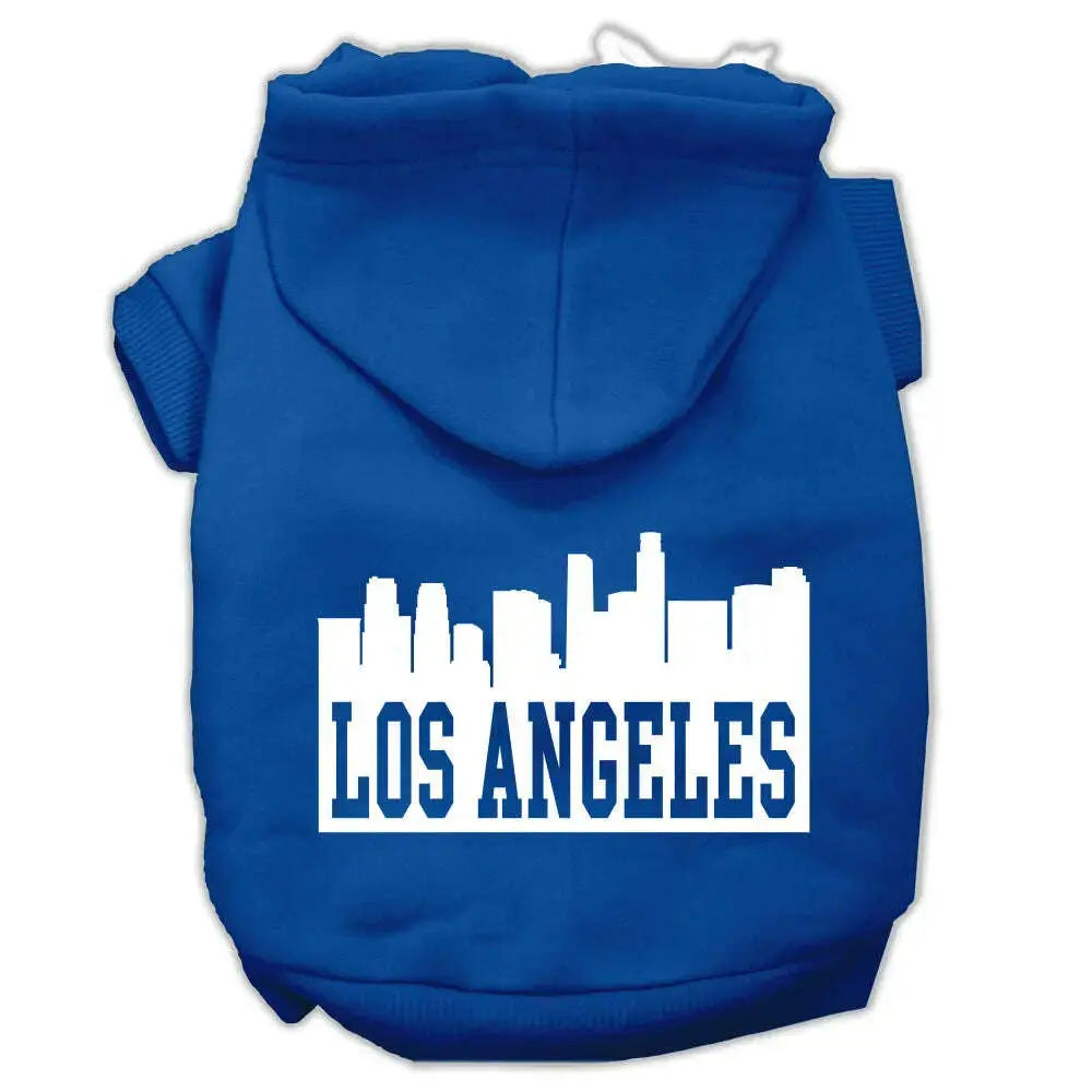 Los-Angeles-Skyline-Screen-Print-Pet-Hoodies-Blue-Size-Sm-GreatEagleInc-319664011