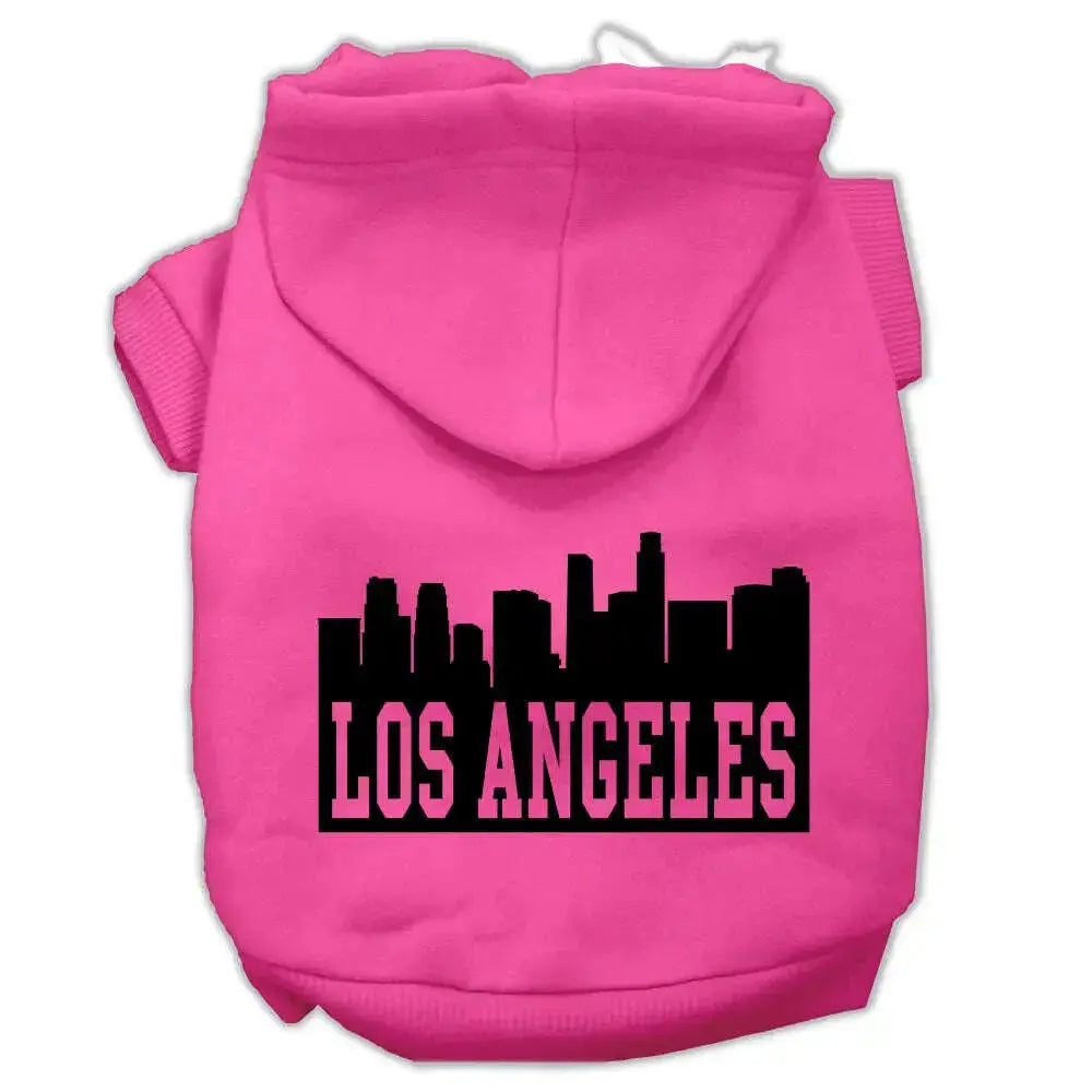 Los-Angeles-Skyline-Screen-Print-Pet-Hoodies-Bright-Pink-Size-Lg-GreatEagleInc-318637033