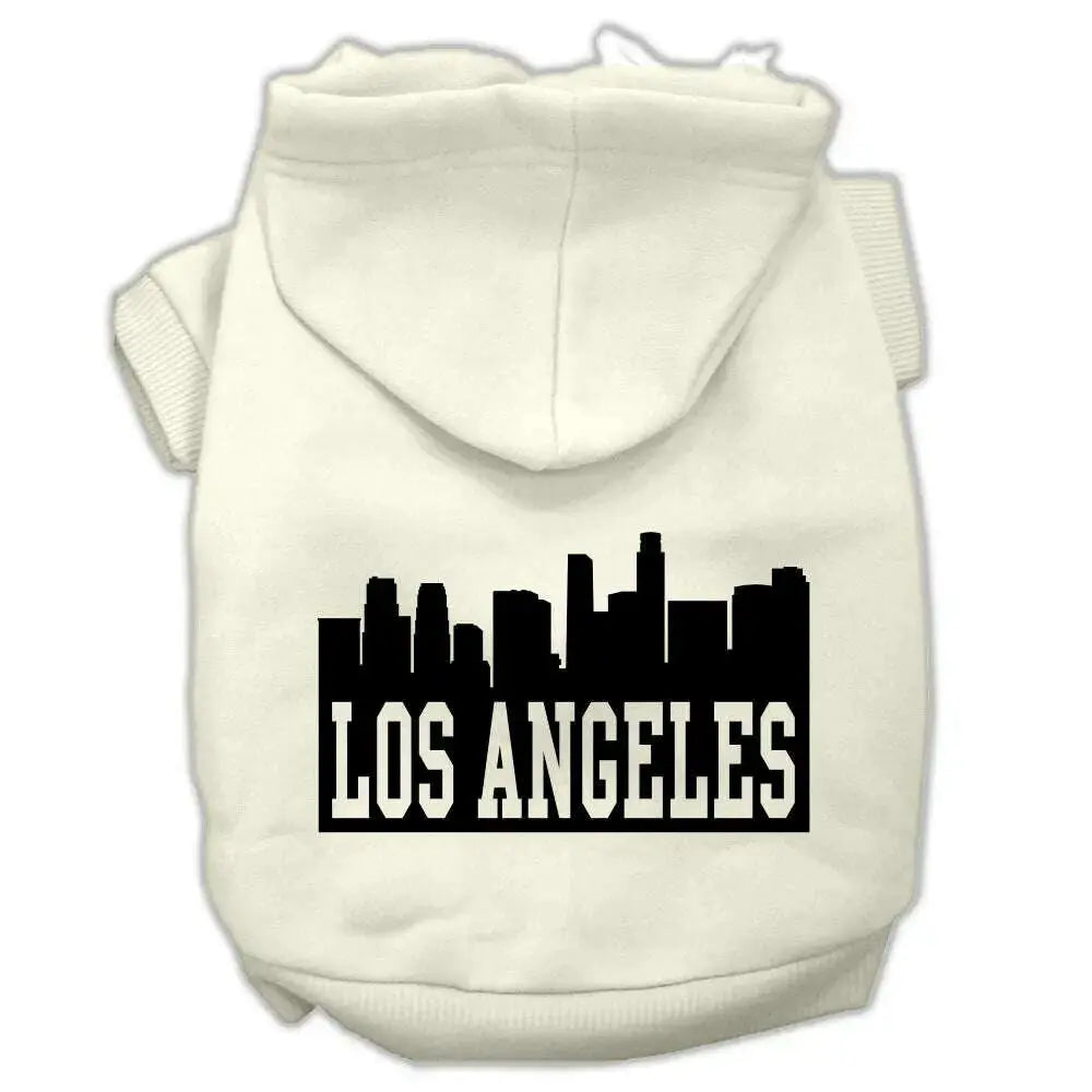 Los-Angeles-Skyline-Screen-Print-Pet-Hoodies-Cream-Size-Xxl-GreatEagleInc-319759663