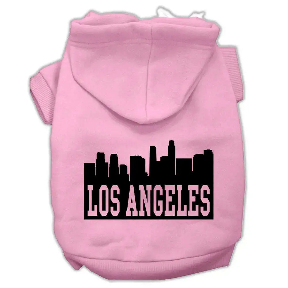 Los-Angeles-Skyline-Screen-Print-Pet-Hoodies-Light-Pink-Size-Sm-GreatEagleInc-319663548