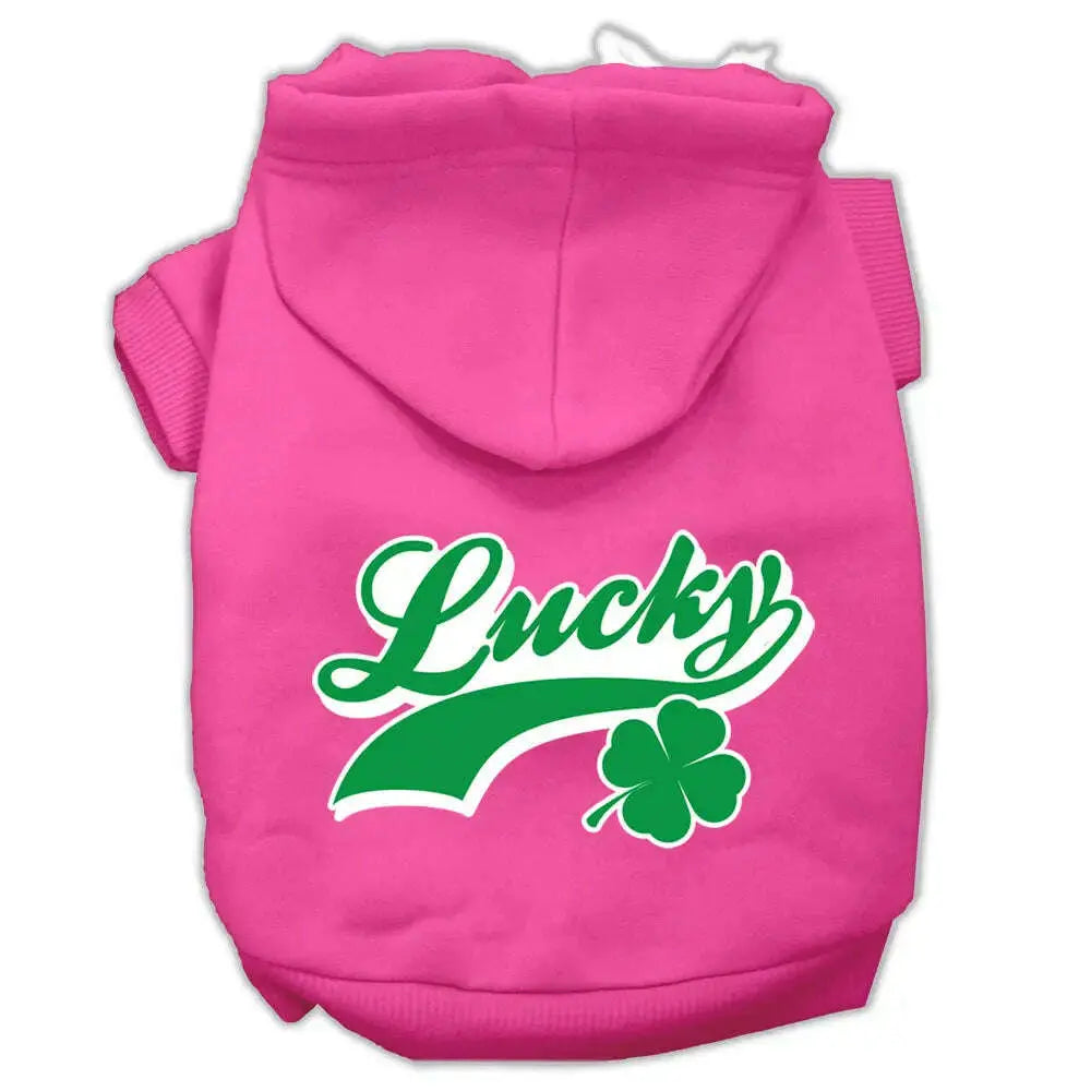 Lucky-Swoosh-Screen-Print-Pet-Hoodies-Bright-Pink-Size-Lg-GreatEagleInc-319686769