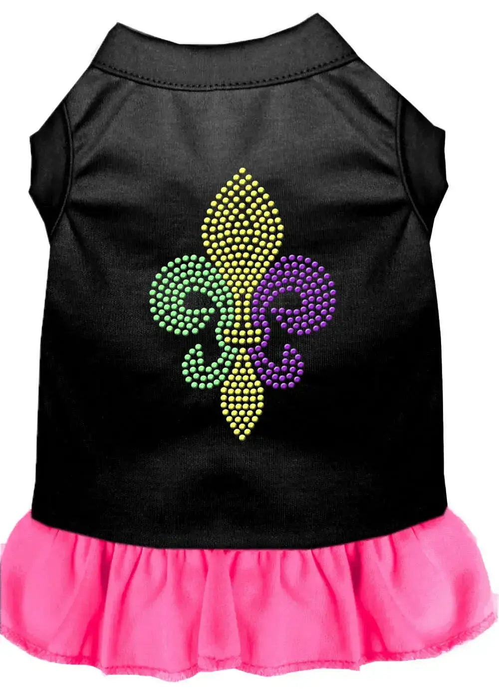 Mardi-Gras-Fleur-De-Lis-Rhinestone-Dress-Black-With-Bright-Pink-Sm-GreatEagleInc-318702529