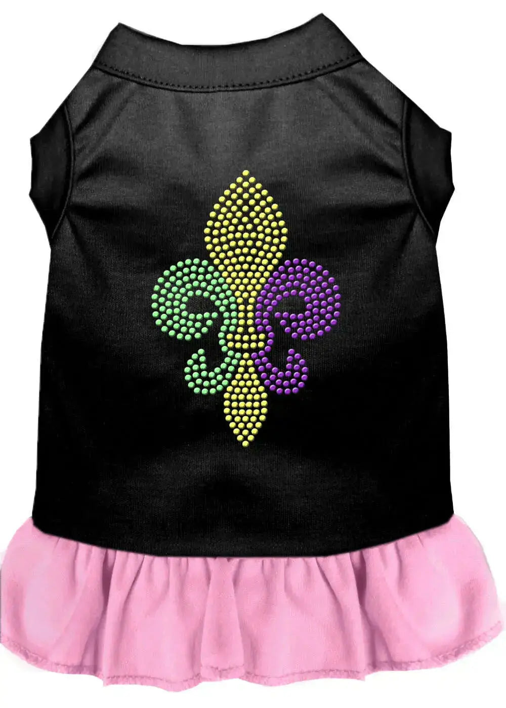 Mardi-Gras-Fleur-De-Lis-Rhinestone-Dress-Black-With-Light-Pink-Xl-GreatEagleInc-318702653