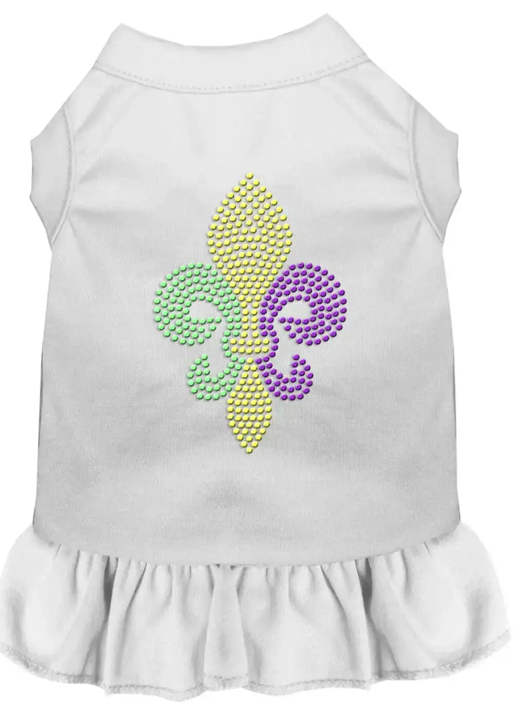 Mardi-Gras-Fleur-De-Lis-Rhinestone-Dress-White-4x-GreatEagleInc-318702371