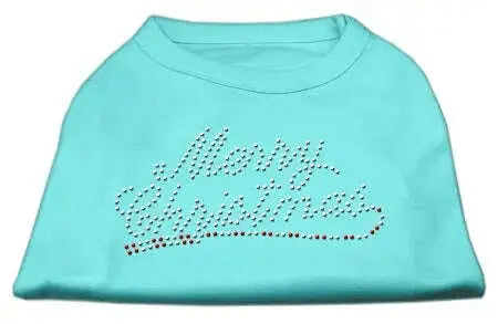 Merry-Christmas-Rhinestone-Shirt-Aqua-M-GreatEagleInc-319939980