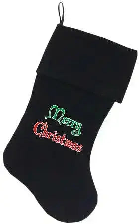 Merry-Christmas-Screen-Print-18-Inch-Velvet-Christmas-Stocking-Black-GreatEagleInc-333734442