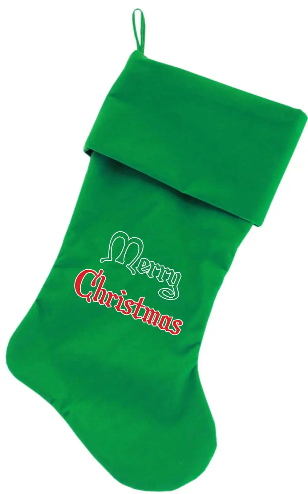 Merry-Christmas-Screen-Print-18-Inch-Velvet-Christmas-Stocking-Green-GreatEagleInc-333734382