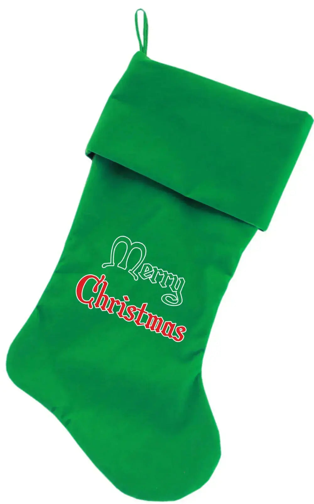 Merry-Christmas-Screen-Print-18-Inch-Velvet-Christmas-Stocking-Green-GreatEagleInc-333734382