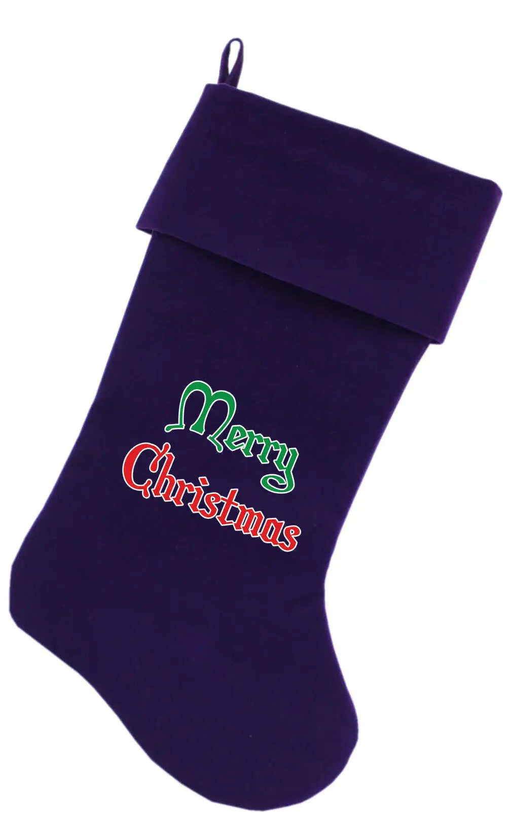 Merry-Christmas-Screen-Print-18-Inch-Velvet-Christmas-Stocking-Purple-GreatEagleInc-333826192
