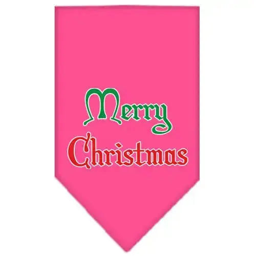 Merry-Christmas-Screen-Print-Bandana-Bright-Pink-Large-GreatEagleInc-319829032