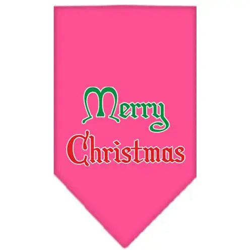 Merry-Christmas-Screen-Print-Bandana-Bright-Pink-Small-GreatEagleInc-319827797