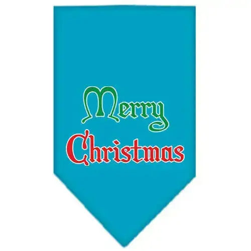 Merry-Christmas-Screen-Print-Bandana-Turquoise-Small-GreatEagleInc-319826736
