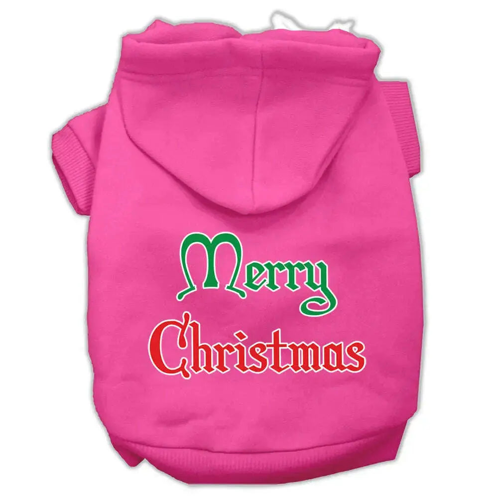 Merry-Christmas-Screen-Print-Pet-Hoodies-Bright-Pink-Size-Xs-GreatEagleInc-319368441