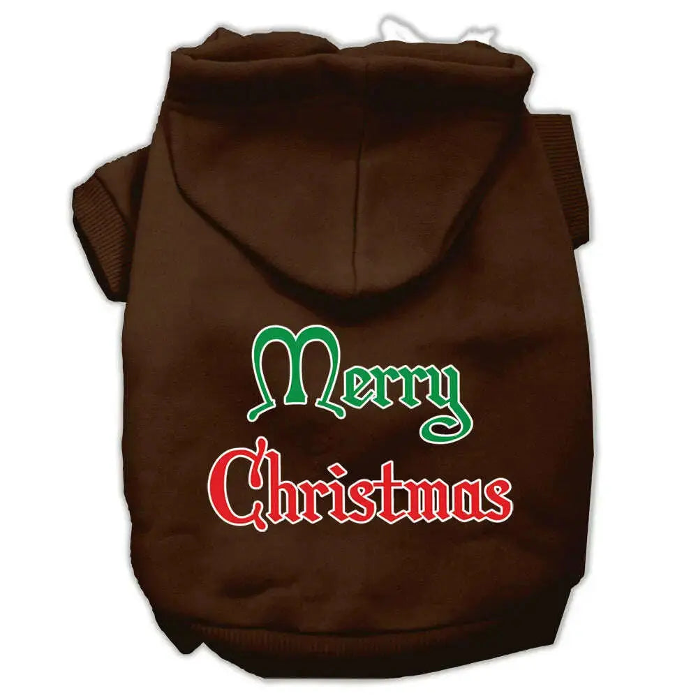 Merry-Christmas-Screen-Print-Pet-Hoodies-Brown-Size-Sm-GreatEagleInc-319370329