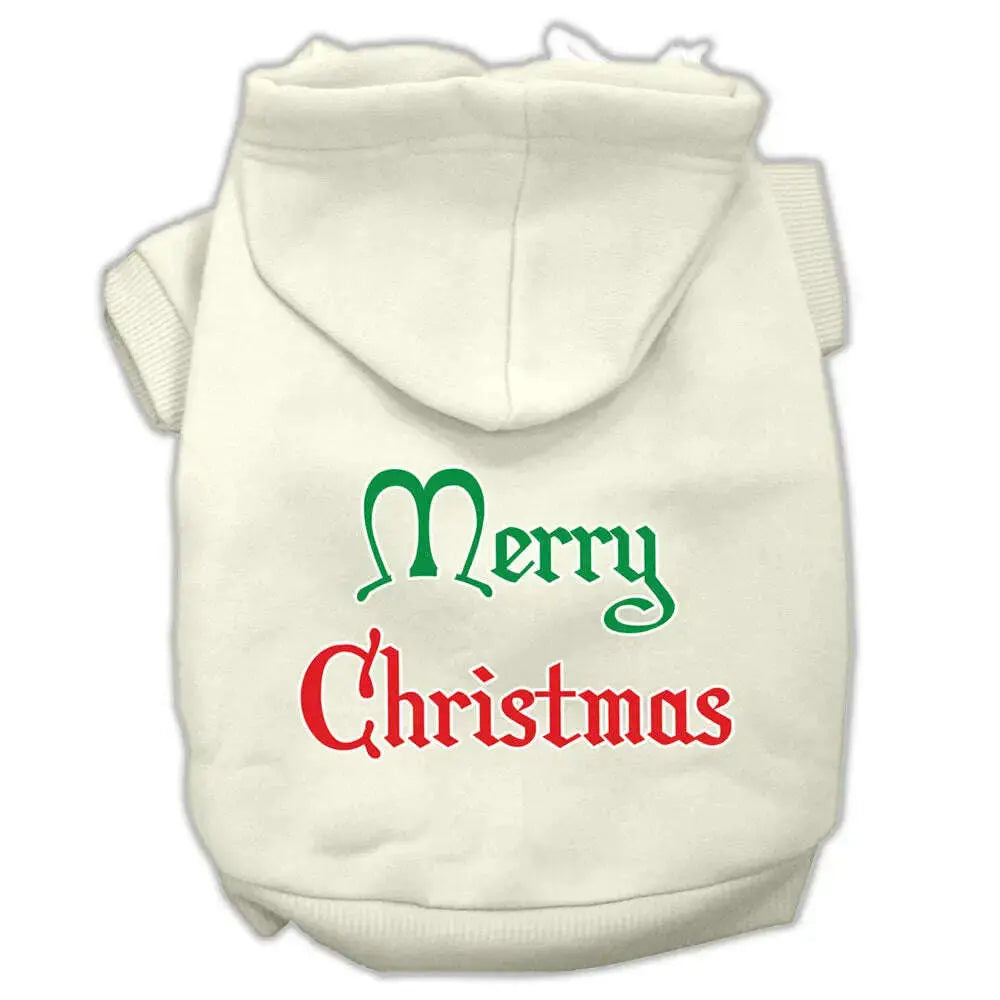 Merry-Christmas-Screen-Print-Pet-Hoodies-Cream-Size-Xl-GreatEagleInc-319369221