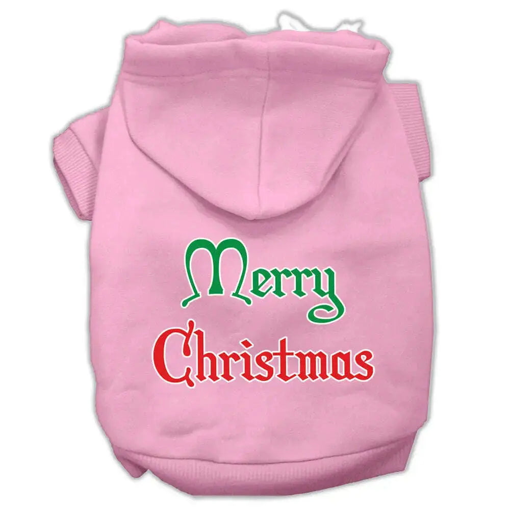 Merry-Christmas-Screen-Print-Pet-Hoodies-Light-Pink-Size-Sm-GreatEagleInc-319370039