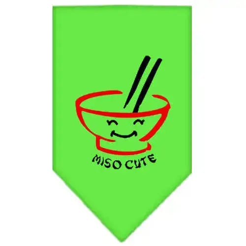 Miso-Cute-Screen-Print-Bandana-Lime-Green-Small-GreatEagleInc-319157955