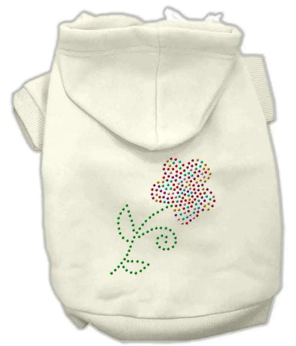 Multi-colored-Flower-Rhinestone-Hoodie-Cream-L-GreatEagleInc-333676875