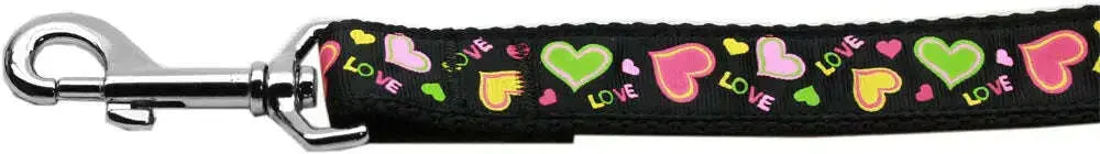 Neon-Love-Nylon-Dog-Leash-3-8-Inch-Wide-4ft-Long-GreatEagleInc-318768560