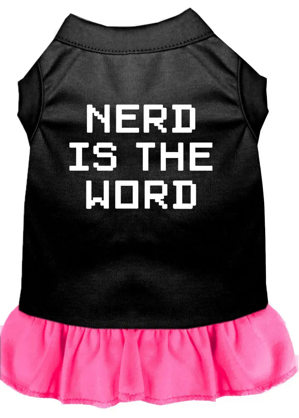Nerd-Is-The-Word-Screen-Print-Dress-Black-With-Bright-Pink-Sm-GreatEagleInc-320204282