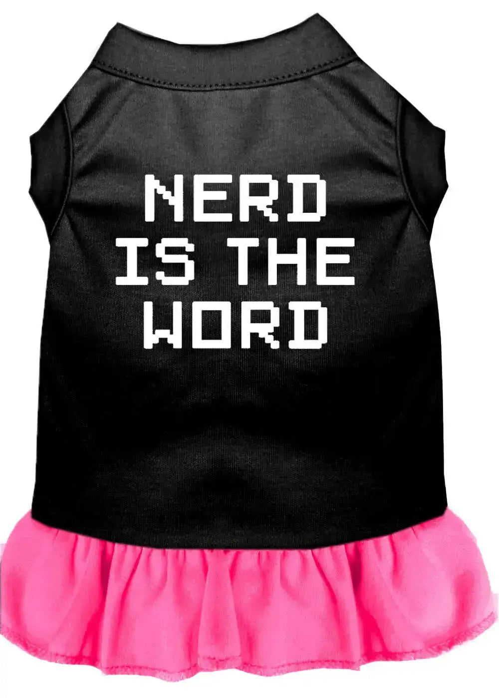 Nerd-Is-The-Word-Screen-Print-Dress-Black-With-Bright-Pink-Xl-GreatEagleInc-318614636
