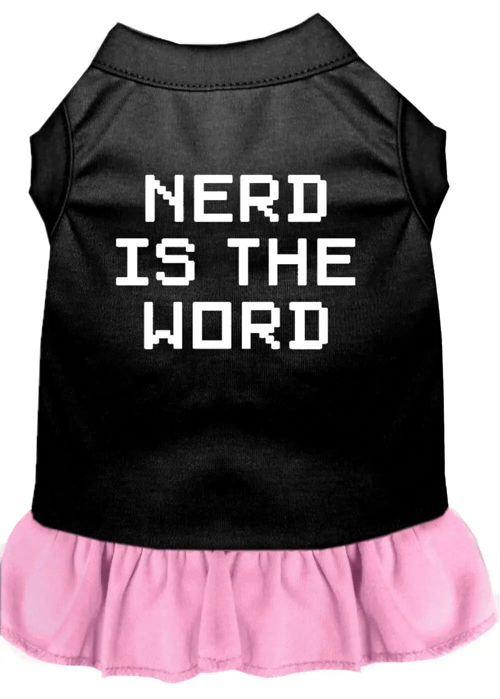 Nerd-Is-The-Word-Screen-Print-Dress-Black-With-Light-Pink-Xs-GreatEagleInc-320087896