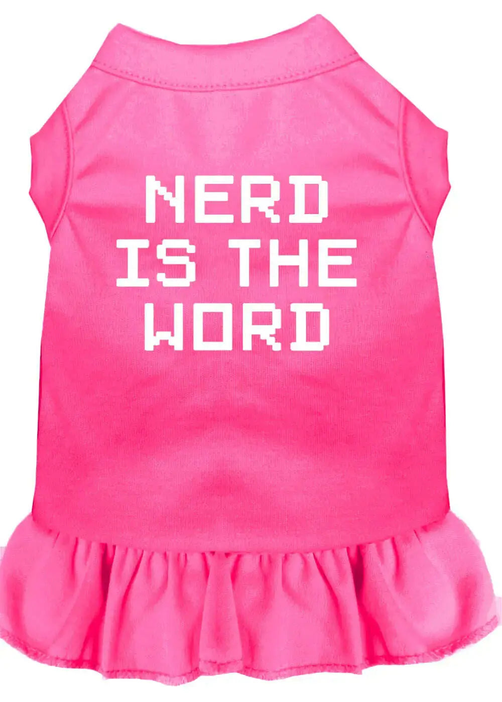 Nerd-Is-The-Word-Screen-Print-Dress-Bright-Pink-Lg-GreatEagleInc-320090567