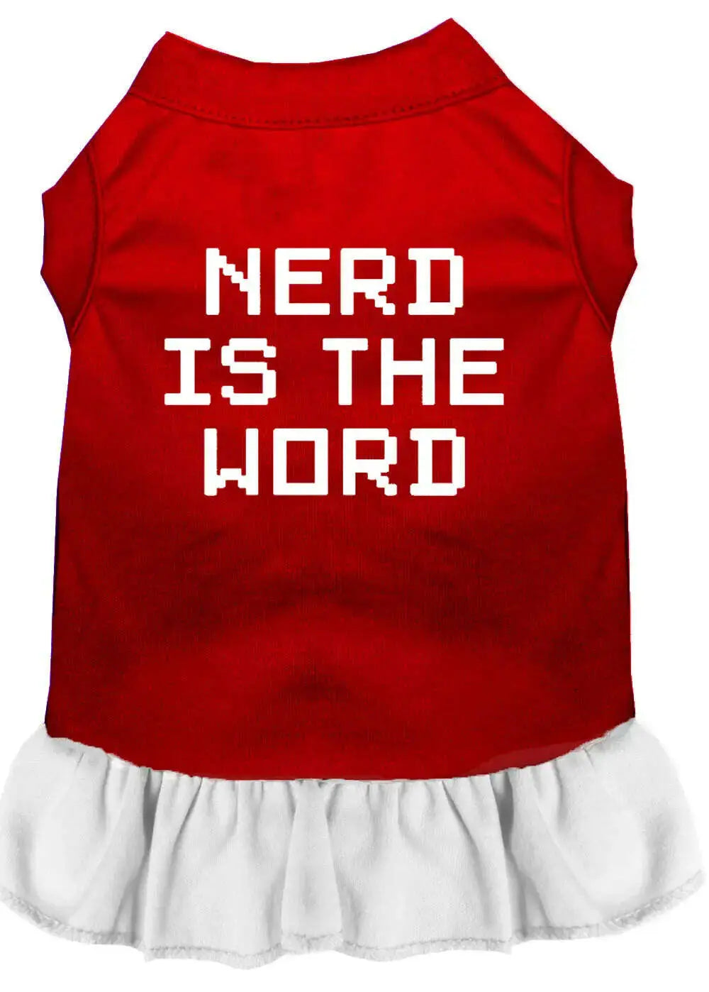 Nerd-Is-The-Word-Screen-Print-Dress-Red-With-White-Lg-GreatEagleInc-320090123
