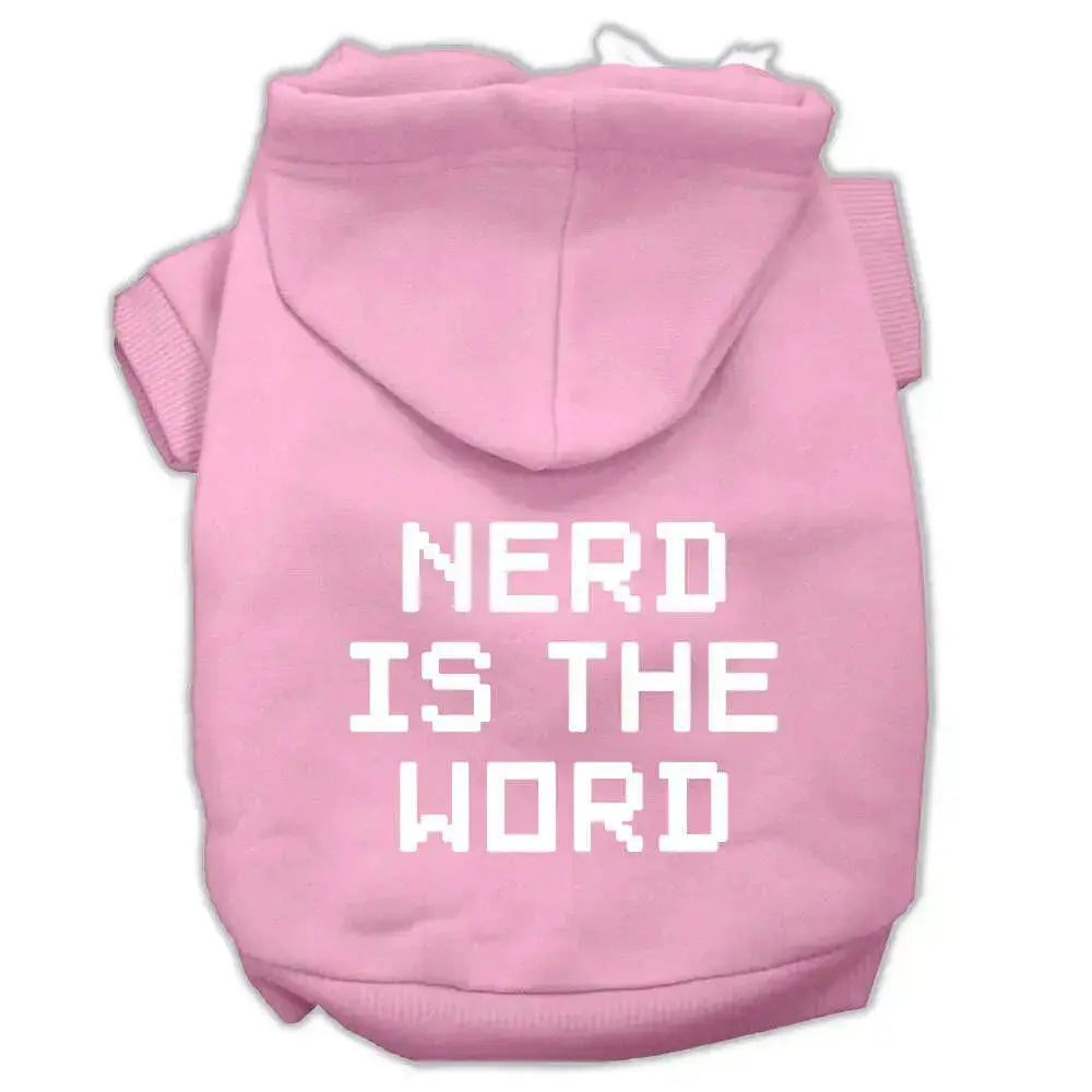 Nerd-Is-The-Word-Screen-Print-Pet-Hoodies-Light-Pink-Size-M-GreatEagleInc-319875532