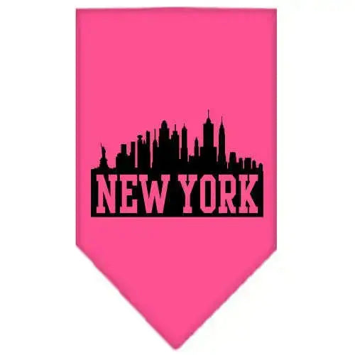 New-York-Skyline-Screen-Print-Bandana-Bright-Pink-Small-GreatEagleInc-318958548
