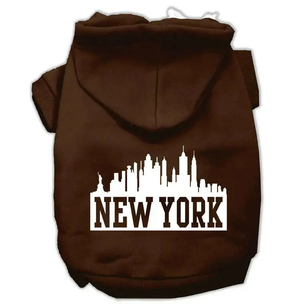 New-York-Skyline-Screen-Print-Pet-Hoodies-Brown-Size-Xs-GreatEagleInc-319914894