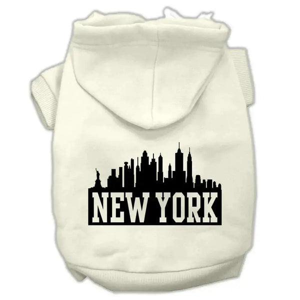 New-York-Skyline-Screen-Print-Pet-Hoodies-Cream-Size-Xxl-GreatEagleInc-319913871